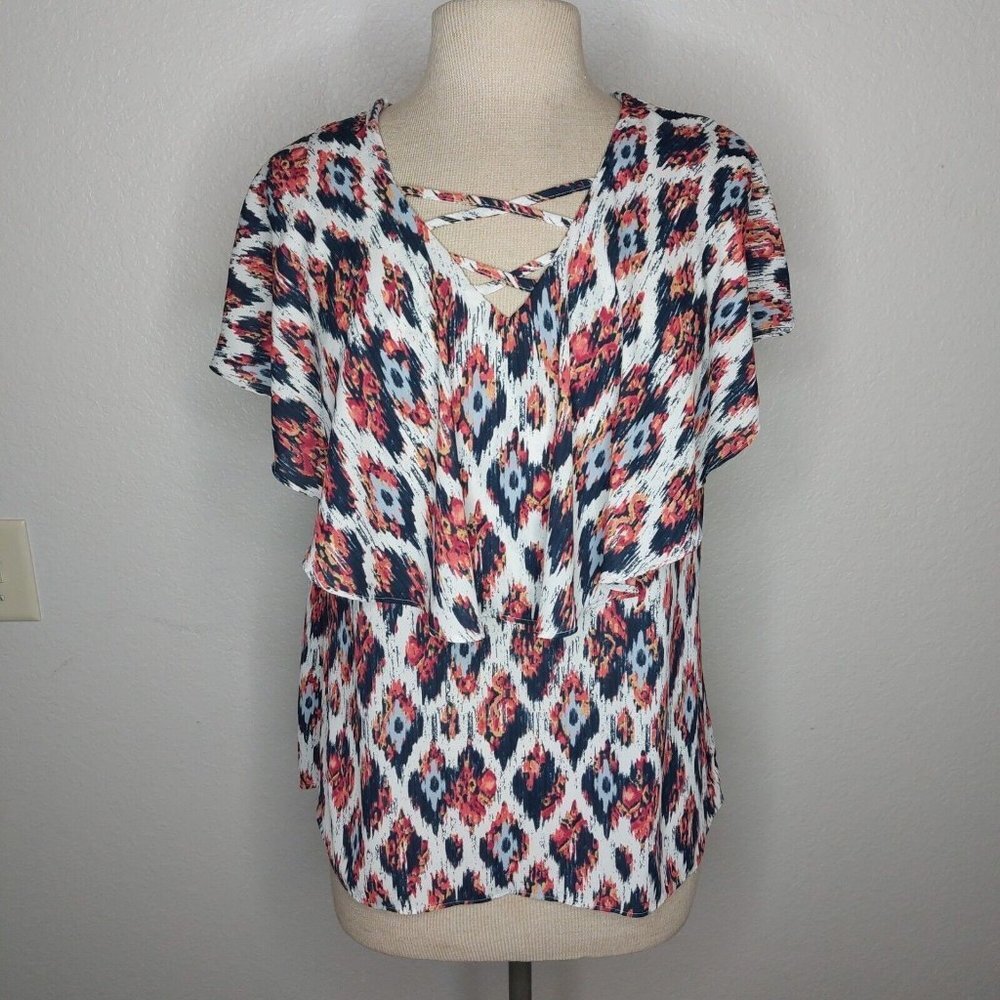 EST 1946 Womens Blouse Medium Sleeveless Top Multi Color